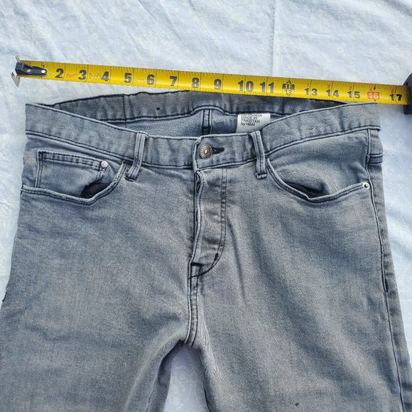 H&M &Denim Slim Low Waist Stretch Heathered Black Grey Jeans - 32W 30L - Picture 13 of 13